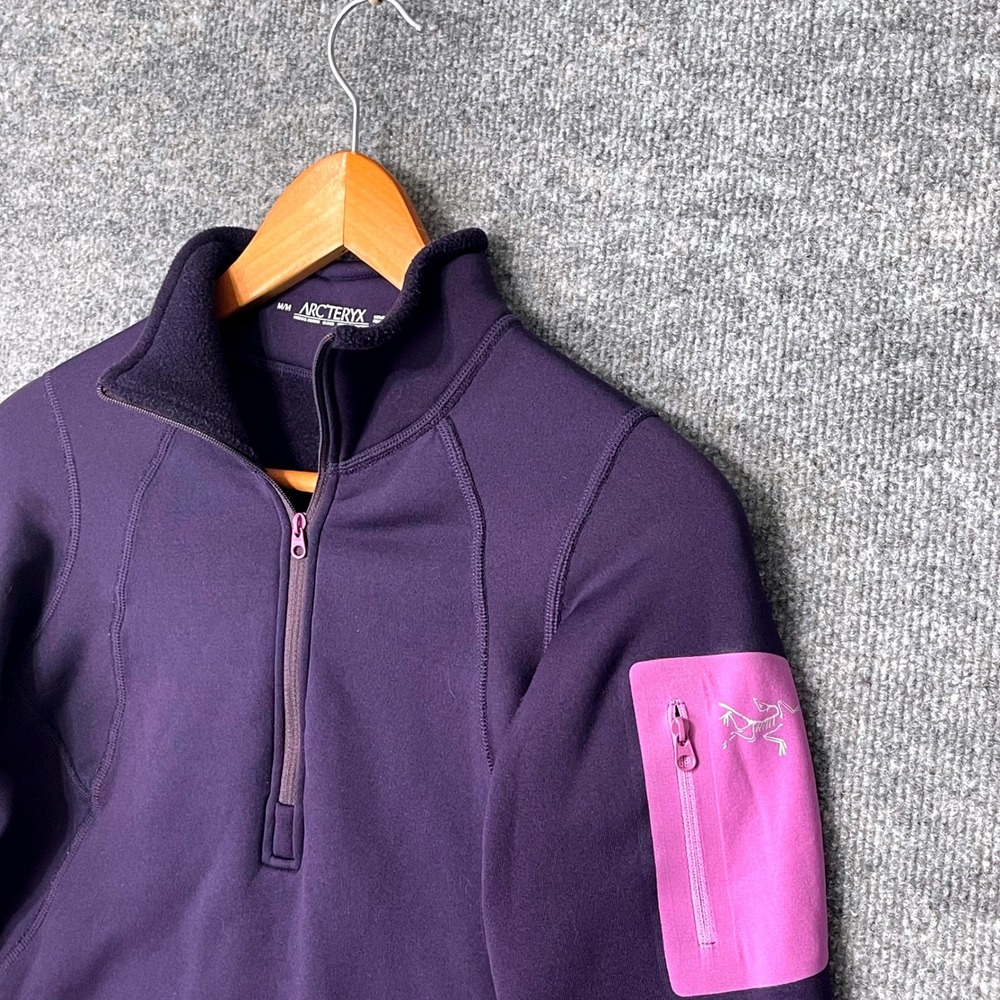 Arcteryx Womens Rho AR Zip Neck Polartec Fleece Base Layer Top Purple Size M
